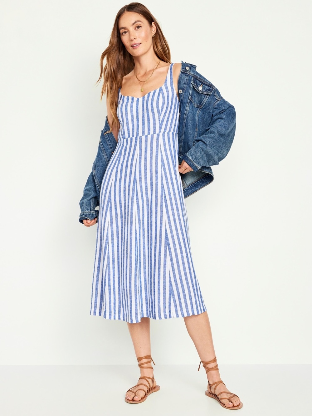 NWT! Old Navy Fit & Flare Linen-Blend Midi Dress size XL petite